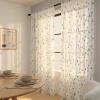 LONGCAO Willow Leaf Voile Curtain, 135 x 200 cm, Sheer Polyester Curtain for Living Room, Bedroom, and Children's Room, Blue view 1