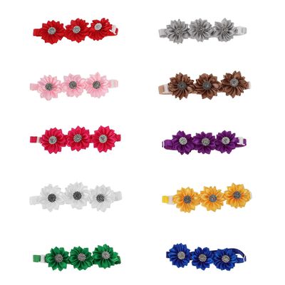 Lurrose 10-Pack Adjustable Dog Flower Collars with Soft Bow Tie
