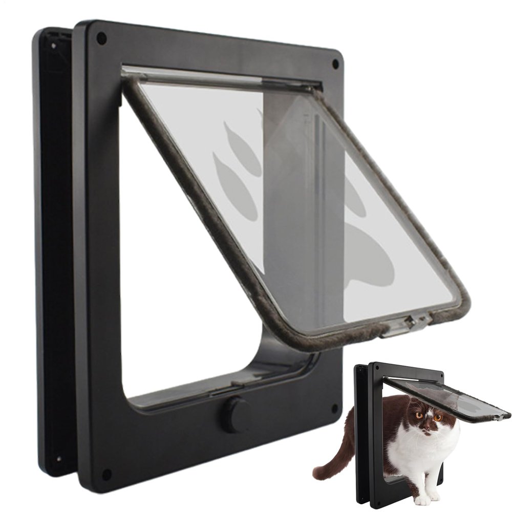 Cat Flap with 4-Way Lock and Magnetic Closure