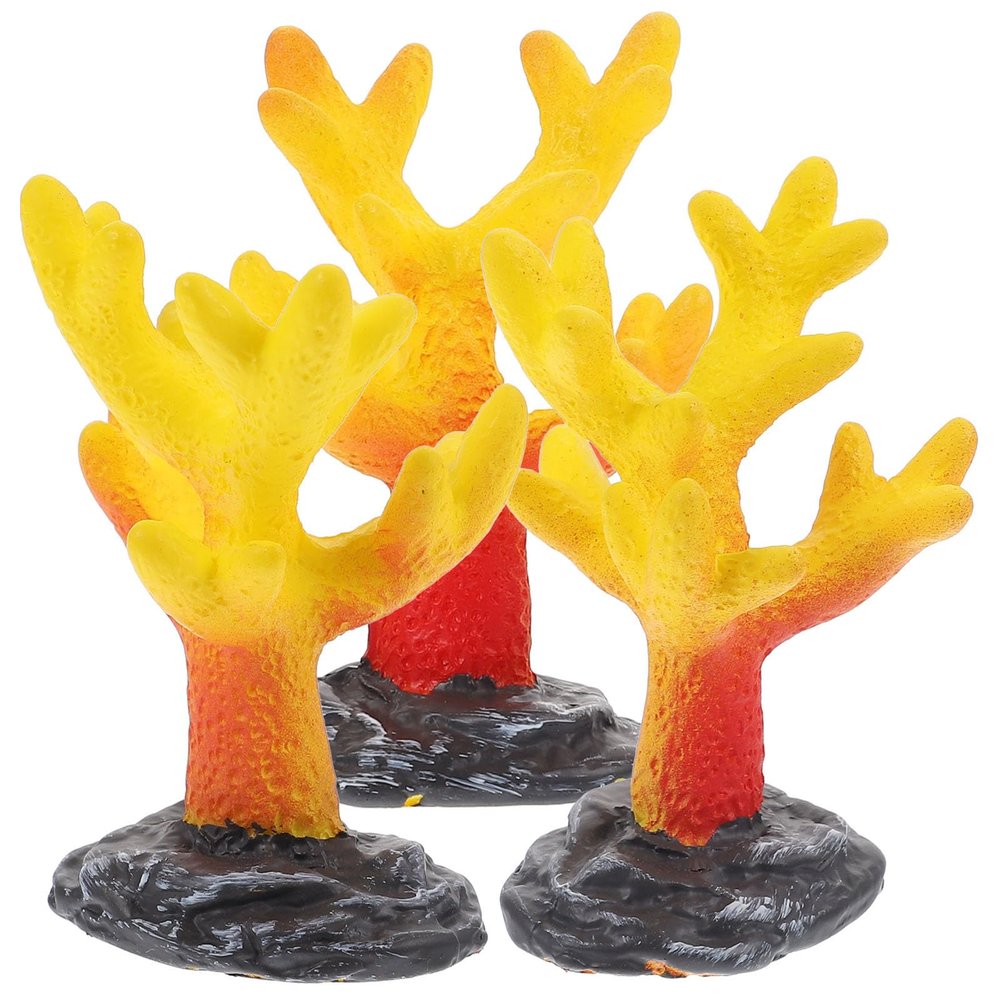Toyvian 3-Piece Aquarium Coral Ornament Set