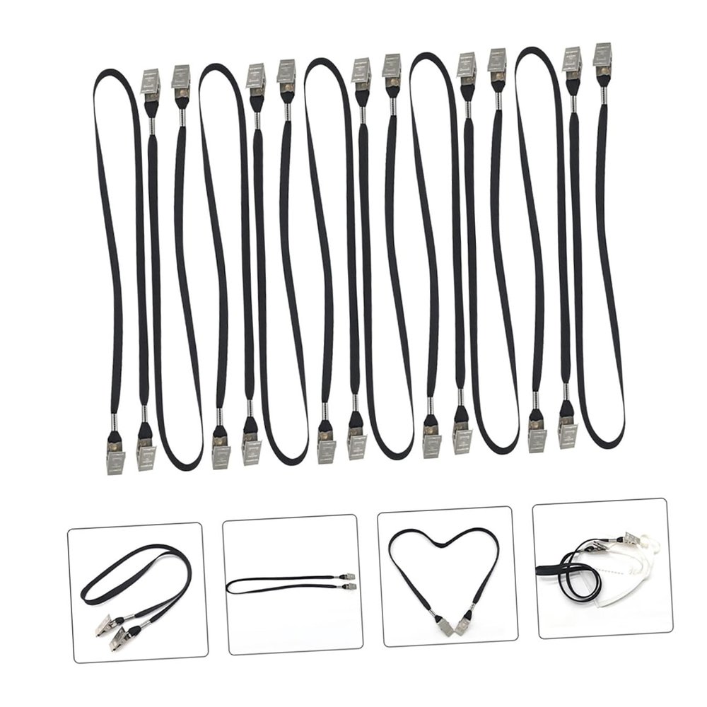 LOORGVEL 10-Pack Mask Lanyards with Two Clips, Outdoor Neck Straps with Metal Clips
