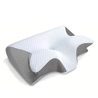 WSFYTAM Orthopedic Neck Therapy Pillow for Sleep Apnea, Snoring and Neck Support, Removable and Washable, Gray