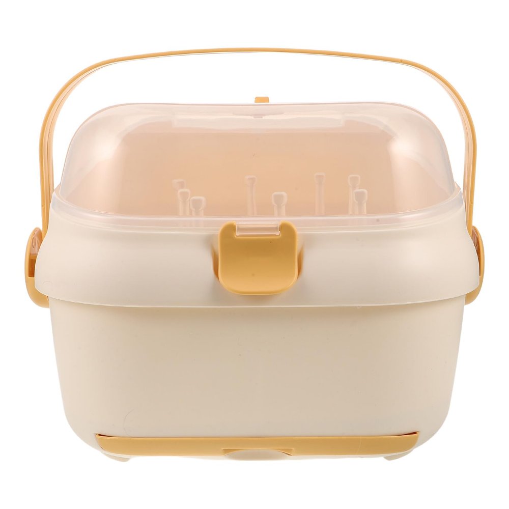 Toddmomy Portable Baby Bottle Storage Box with Lid, Large Drying Rack and Dust Protection