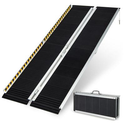 Foldable Portable Aluminum Wheelchair Ramp with Non-Slip Threshold, 272 kg Capacity