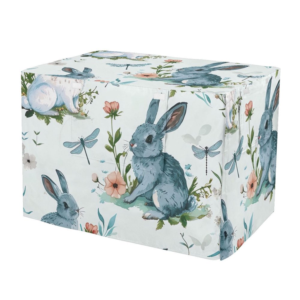 RPLIFE Dog Crate Cover with Cute Rabbit Pattern, Mesh Windows, XL