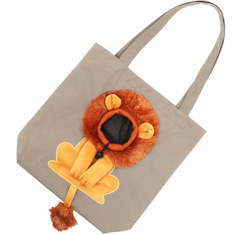 EXAOMBLE Foldable Cat Carrier with Breathable Canvas, Lion Head, 157 x 138 Inches