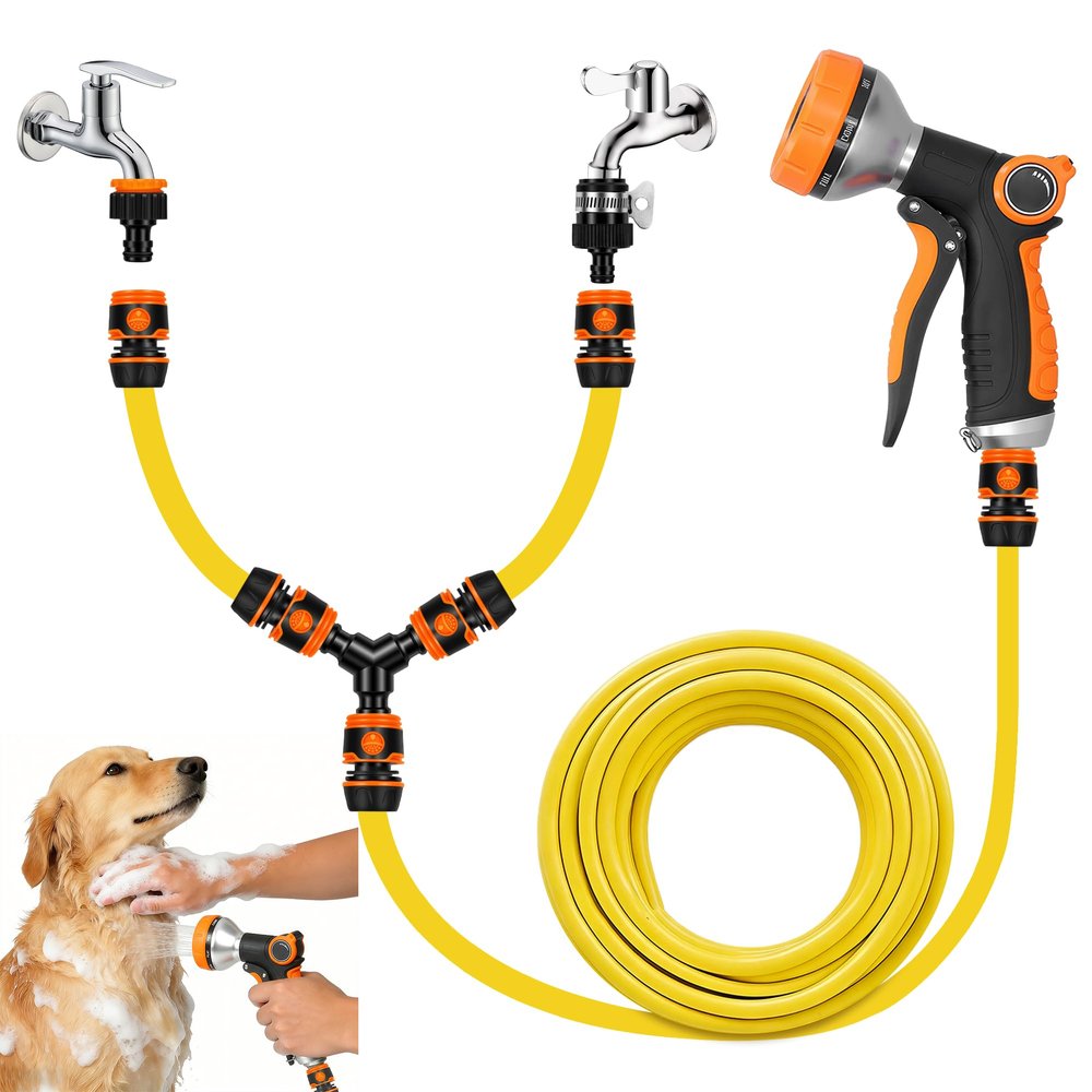 Dog Shower Hose Kit, 3 m Hose with 8 Spray Modes
