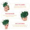 Feather Flower Headband with Veil, Green, Women's Head Accessory view 4