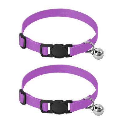 Decorative Pet Collar with Bell, Size M, Orchid, Adjustable, 26 to 43 cm, 2 Pieces