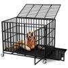 107 cm Heavy-Duty Metal Dog Crate with 3 Doors, Escape-Resistant Indoor Crate with Wheels and Tray, Extra-Large Crate for Large Dogs, Easy to Clean (Black) view 1