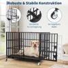 107 cm Heavy-Duty Metal Dog Crate with 3 Doors, Escape-Resistant Indoor Crate with Wheels and Tray, Extra-Large Crate for Large Dogs, Easy to Clean (Black) view 3