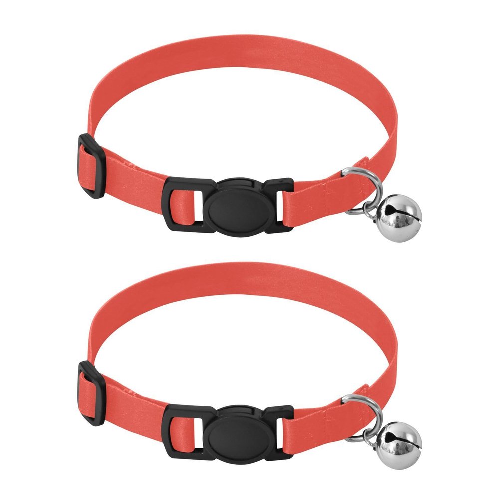 Persimmon Kitten Collar with Metal Bell, Lightweight, for Small Dogs, 2 Pack