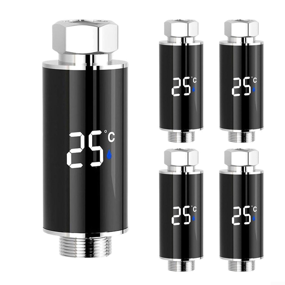 Waterproof LED Shower Thermometer with LED Digital Display, Accurate Temperature Monitoring for Bathroom Hand Showers (5-Pack)