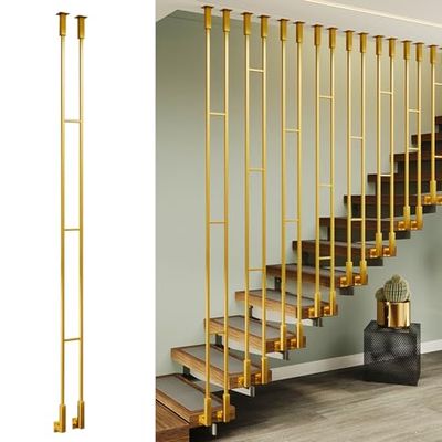 Generic Iron Stair Baluster for Fall Protection, Adjustable Spindles for Attic and Hallway Stairs, Level and Inclined Stairs, Gold, 145 cm (57.1 in/4.8 ft)