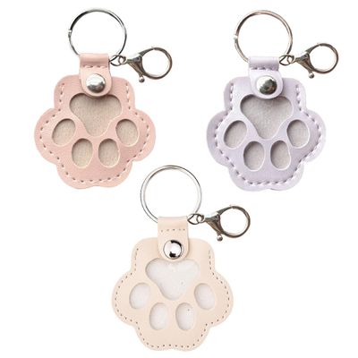 WUFKOP 3-Piece Set of Leather Dog Paw Keychains, Pet Hair Keepsake Charms for Deceased Pets