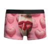 Vhersily Sexy Men's Underwear G-String, Leopard Print, Valentine's Day Style, Red Heart and Rose Design, Mid-Waist, Hot Pink, Size L view 1