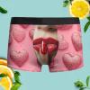 Vhersily Sexy Men's Underwear G-String, Leopard Print, Valentine's Day Style, Red Heart and Rose Design, Mid-Waist, Hot Pink, Size L view 2