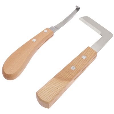 iplusmile 2-Piece Hoof Care Set for Horses and Cattle with Carbon Steel Blades and Wooden Handles