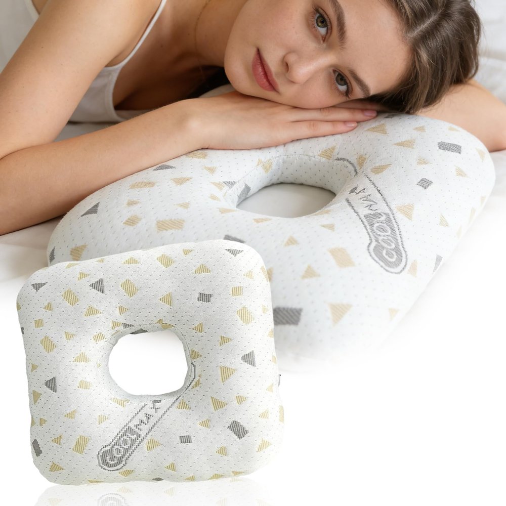 PORFOYO Piercing Pillow with Hole, Donut Ear Pillow for Side Sleepers