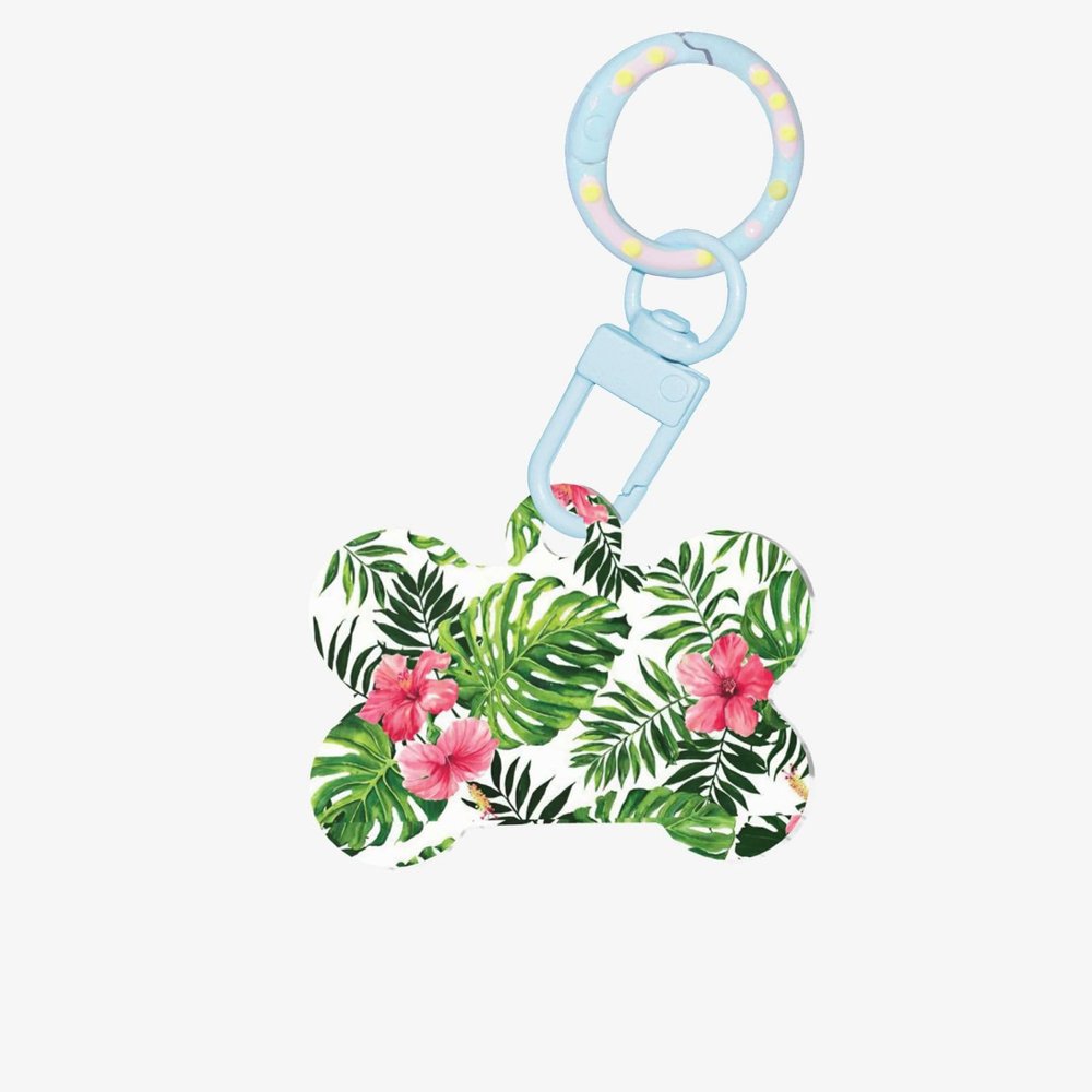 Dog Bone Ornament with Tropical Leaves, Acrylic Pet Ornament and Keychain, Gift Packaging for Animal Lovers