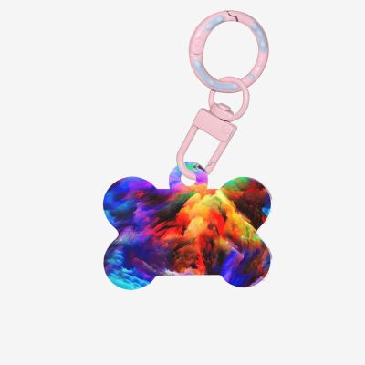 Acrylic Dog Bone Ornament with Rainbow Cloud Print