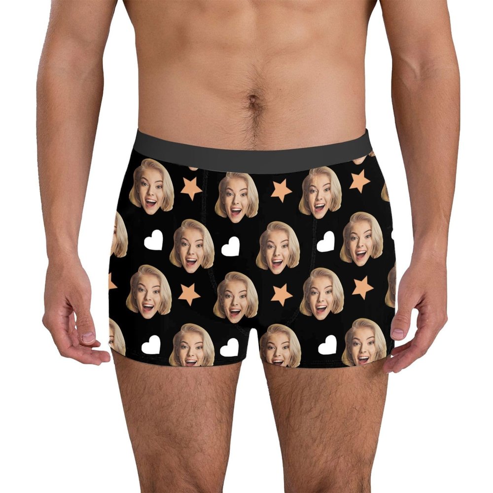 Personalized Men's Boxer Shorts with Photo, Black, XXL