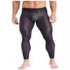 Riismen Men's Sheer Crotchless Pantyhose, Thin Stretch Stockings, Black, XL view 1