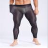 Riismen Men's Sheer Crotchless Pantyhose, Thin Stretch Stockings, Black, XL view 3