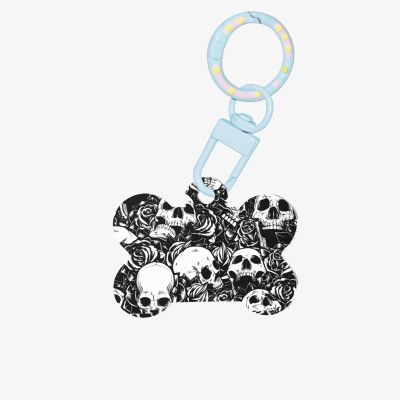 Dog Bone Ornament with Skull Print, Pet Ornament, Keychain, Gift Box, for Pet Lovers