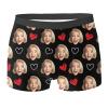 Personalized Men's Boxer Shorts with Heart and Custom Face Print, Black 04, XL view 3