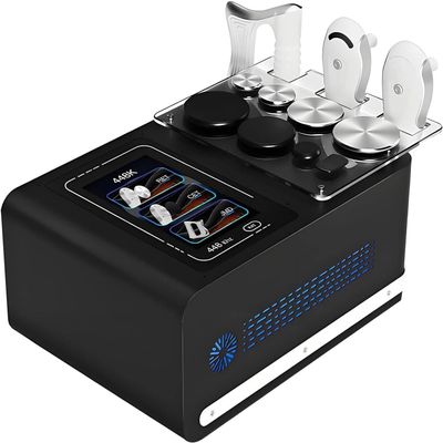 GEHPYYDS Tecar Therapy Pain Relief and Body Contouring Device, 448 kHz RF, 8 Treatment Zones, 3 Handpieces, Black