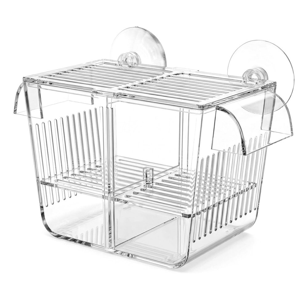 QWORK Aquarium Fry Breeding Box, 127 × 30 × 51 mm, with 2 Suction Cups