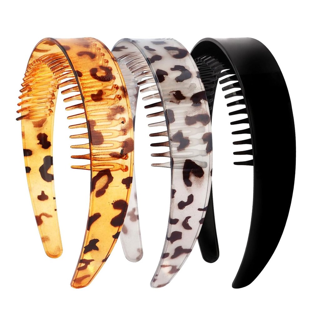Cosblisvia 3-Pack Tortoiseshell Zigzag Headbands