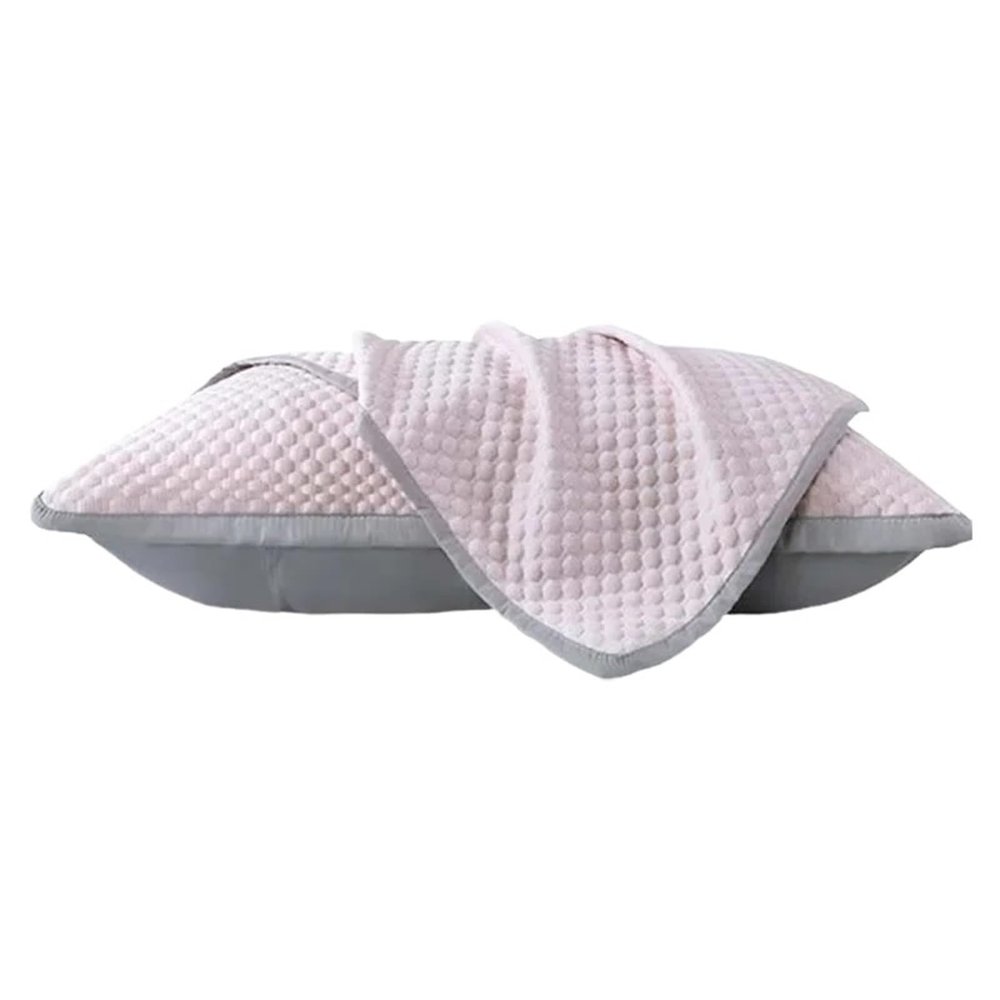 Summer Ice Silk Pillowcase, Solid Color, Breathable and Cooling, Machine Washable, Pink, 1 PC