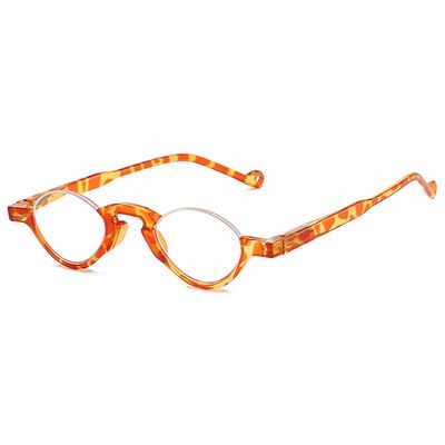 VEVESMUNDO Half-Moon Reading Glasses with Blue-Light Filter, Semi-Rimless Plastic Frame, +3.5, Orange, 1 Pc.
