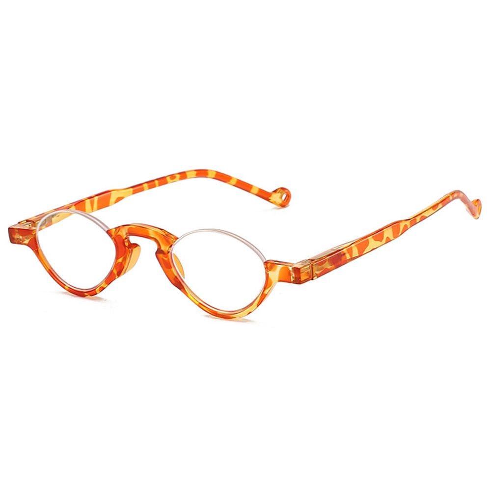 VEVESMUNDO Half-Moon Reading Glasses with Blue-Light Filter, Semi-Rimless Plastic Frame, +3.5, Orange, 1 Pc.