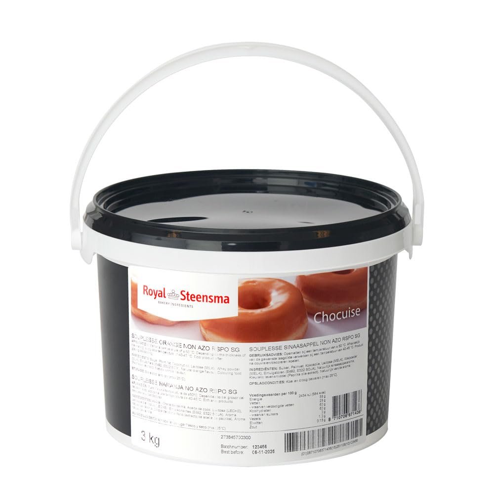 Royal Steensma Souplesse Orange Coating, 3 kg, Flexible Dessert Coating