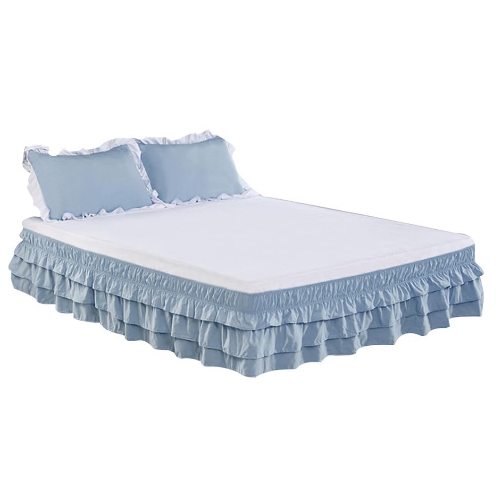 YIZISECCE Elastic Bed Skirt for Queen-Size Beds, Premium Polyester, Fitted Ruffle Pleat Design, Dust Protection, Fade-Resistant, Pill-Resistant, Easy Installation (Twin 100 × 200 cm)