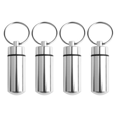 4-Pack Portable Aluminum Pill Case Keychains