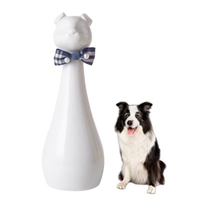 Duuclume Duulume Large Ceramic Pet Urn with Interchangeable Bow, Handmade Memorial for Dogs and Cats, Leakproof, Dust-Free (White)