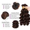 Jucames Human Hair Weave Bundles, Loose Deep Wave, 3 Bundles, Unprocessed Remy, Double Weft, Chocolate Brown, 22/24/26 Inches view 3