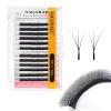 NAGARAKU Flying 3D W Lashes 0.07 C 09 mm Pre-Made Fans, Matte Black view 1