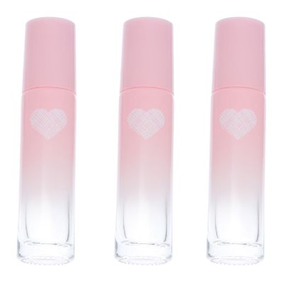 WOONEKY 10 ml Heart-Shaped Glass Roll-On Bottles, 3-Pack, Pink