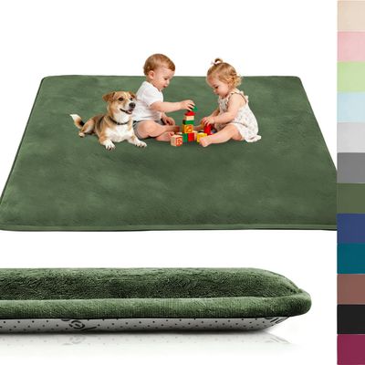 Voxirum Baby Play Mat, 3 cm Memory Foam Nursery Rug, Non-Slip Crawling Mat, 80 x 150 cm, Olive Green