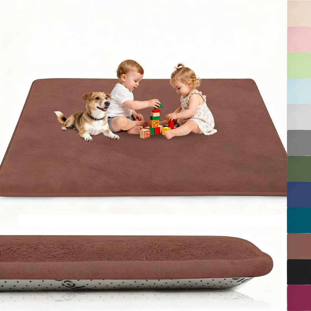 Voxirum Baby Play Mat, 3 cm Memory Foam, Non-Slip, 60 x 180 cm, Coffee