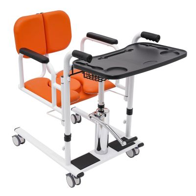 Patient Lift Transfer Chair with Split Seat and Commode for Easy Bed, Toilet, Shower, and Car Transfers
