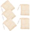 FRCOLOR 5-Pack Exfoliating Soap Bags, Natural Cotton Linen Drawstring Lathering Mesh with Suction Cups view 1