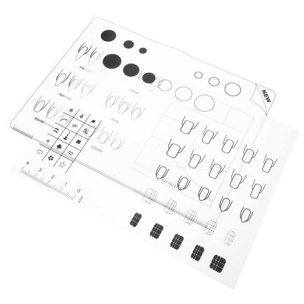 2-Piece Silicone Nail Art Practice Mat Set, White, Lightweight