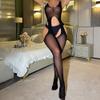 Gliterra Women's Fishnet Bodysuit, Open-Crotch Bodystocking, Black 03 view 4