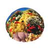 Reusable Waterproof Double-Layer Shower Cap with Sea Fish Pattern, One Size view 1